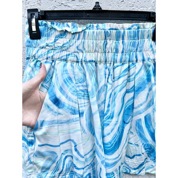 Suboo Psychedelic Agate Print Shirt & Elastic Waist Shorts Set Blue Womens Small - Picture 9 of 10